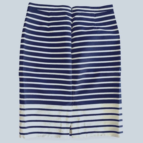 NWT J.Crew No 2 Pencil Skirt Contrast Stripes Navy Blue + White, size 6 - Picture 4 of 7